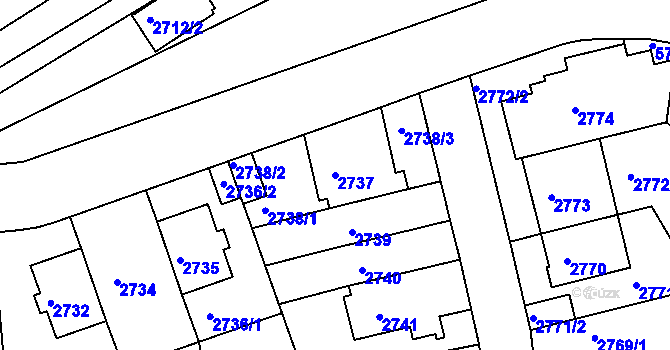 Parcela st. 2737 v KÚ Záběhlice, Katastrální mapa