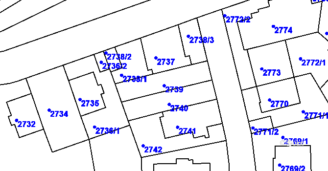 Parcela st. 2739 v KÚ Záběhlice, Katastrální mapa