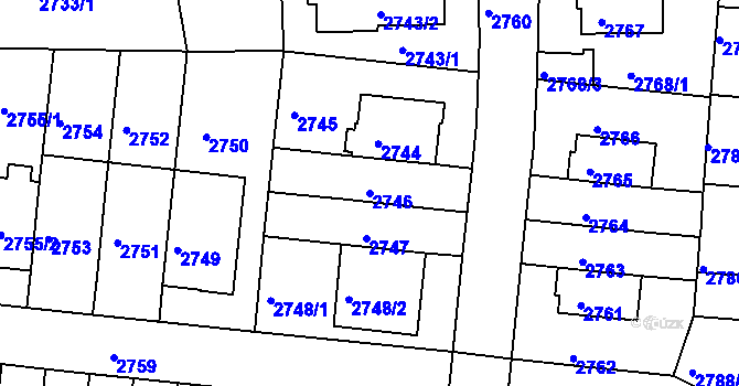Parcela st. 2746 v KÚ Záběhlice, Katastrální mapa