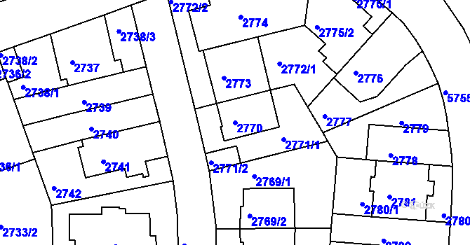 Parcela st. 2770 v KÚ Záběhlice, Katastrální mapa