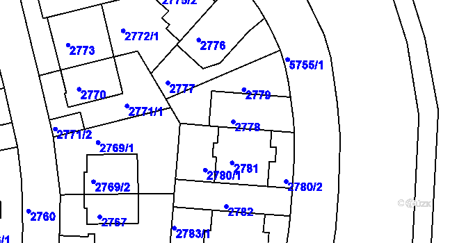 Parcela st. 2778 v KÚ Záběhlice, Katastrální mapa