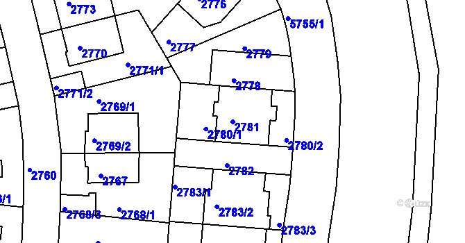 Parcela st. 2781 v KÚ Záběhlice, Katastrální mapa