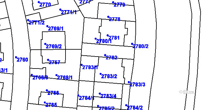 Parcela st. 2782 v KÚ Záběhlice, Katastrální mapa