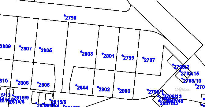 Parcela st. 2801 v KÚ Záběhlice, Katastrální mapa
