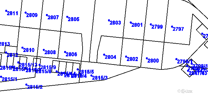 Parcela st. 2804 v KÚ Záběhlice, Katastrální mapa