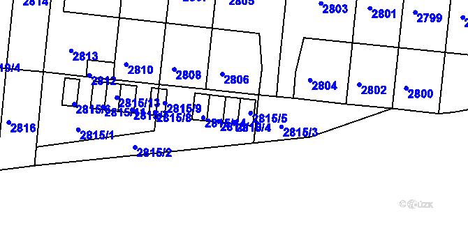 Parcela st. 2815/4 v KÚ Záběhlice, Katastrální mapa