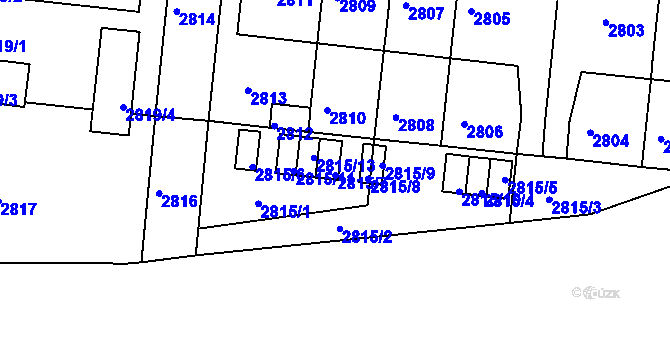 Parcela st. 2815/7 v KÚ Záběhlice, Katastrální mapa