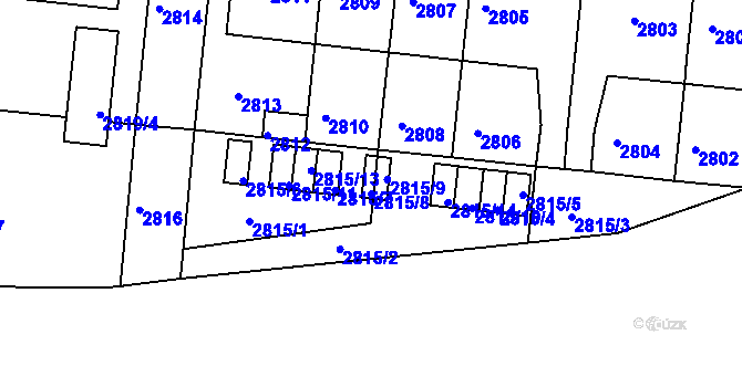 Parcela st. 2815/8 v KÚ Záběhlice, Katastrální mapa