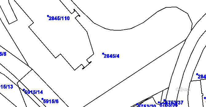 Parcela st. 2845/4 v KÚ Záběhlice, Katastrální mapa