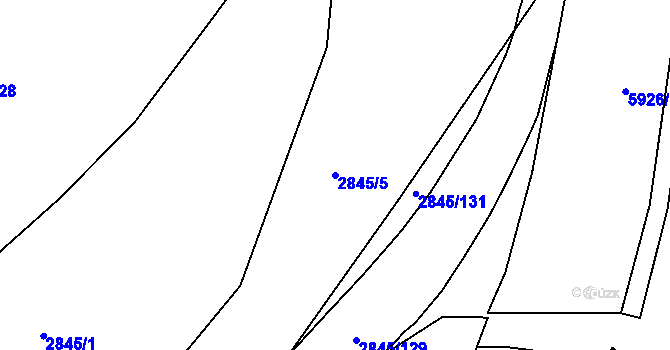 Parcela st. 2845/5 v KÚ Záběhlice, Katastrální mapa