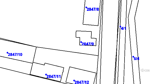Parcela st. 2847/9 v KÚ Záběhlice, Katastrální mapa