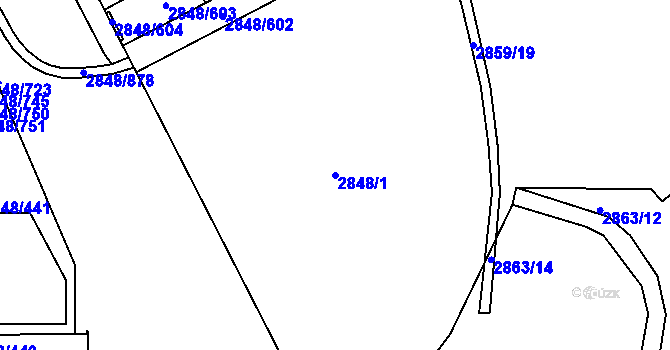 Parcela st. 2848/1 v KÚ Záběhlice, Katastrální mapa