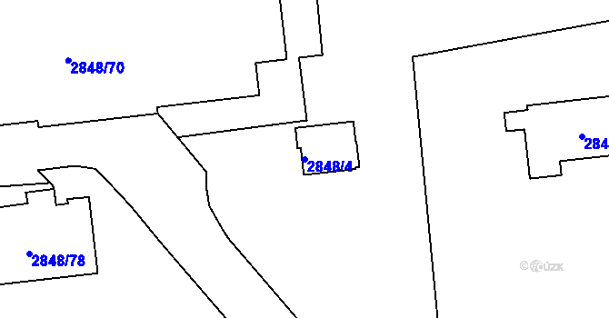 Parcela st. 2848/4 v KÚ Záběhlice, Katastrální mapa