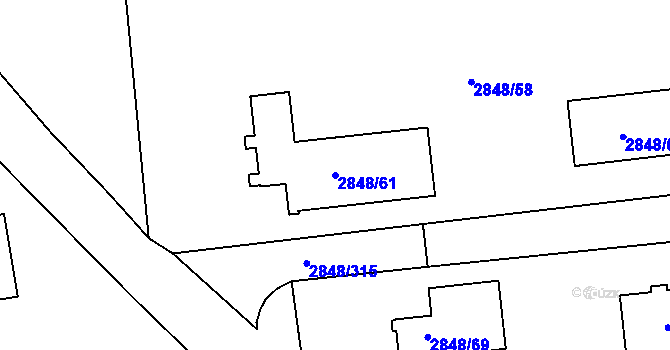 Parcela st. 2848/61 v KÚ Záběhlice, Katastrální mapa