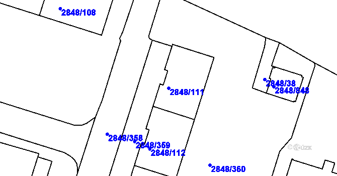 Parcela st. 2848/111 v KÚ Záběhlice, Katastrální mapa