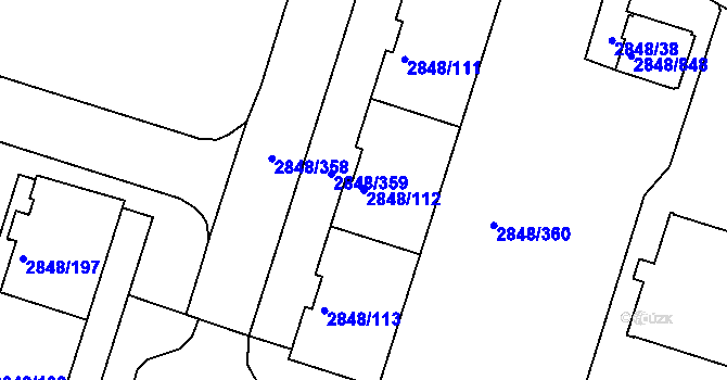 Parcela st. 2848/112 v KÚ Záběhlice, Katastrální mapa