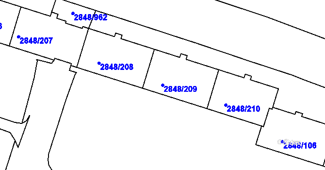 Parcela st. 2848/209 v KÚ Záběhlice, Katastrální mapa