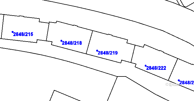 Parcela st. 2848/219 v KÚ Záběhlice, Katastrální mapa