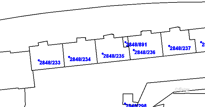 Parcela st. 2848/235 v KÚ Záběhlice, Katastrální mapa
