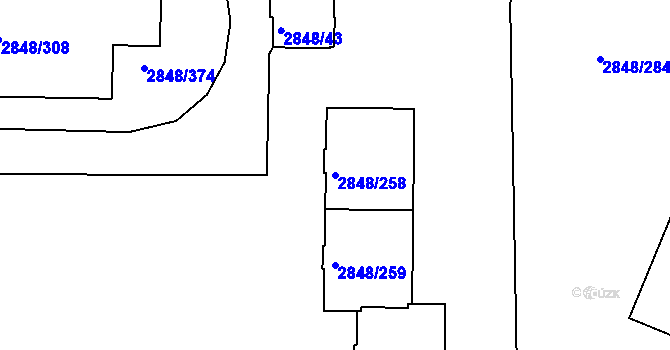 Parcela st. 2848/258 v KÚ Záběhlice, Katastrální mapa