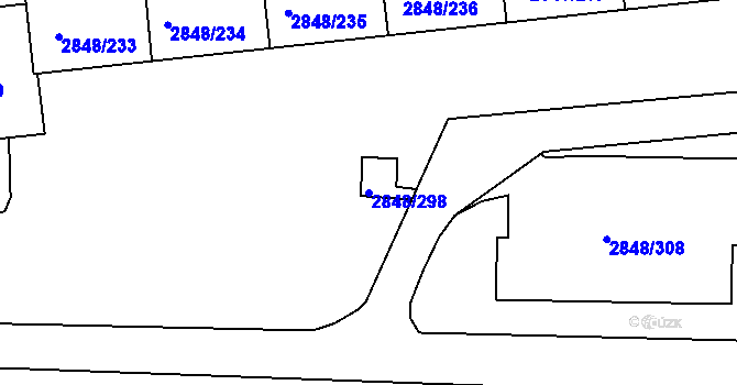 Parcela st. 2848/298 v KÚ Záběhlice, Katastrální mapa