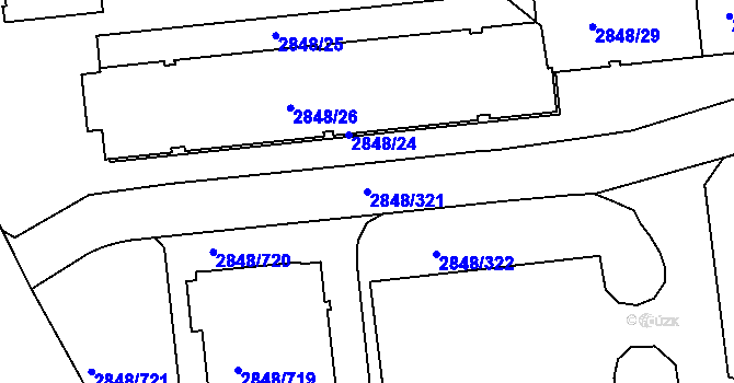 Parcela st. 2848/321 v KÚ Záběhlice, Katastrální mapa