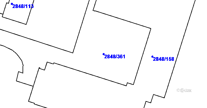 Parcela st. 2848/361 v KÚ Záběhlice, Katastrální mapa