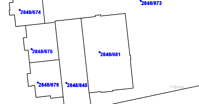 Parcela st. 2848/681 v KÚ Záběhlice, Katastrální mapa