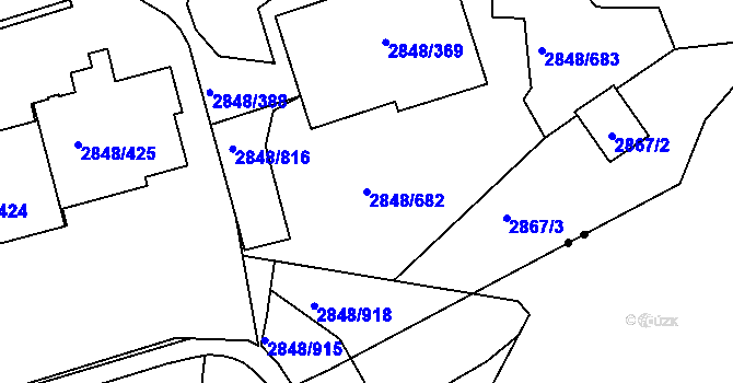 Parcela st. 2848/682 v KÚ Záběhlice, Katastrální mapa