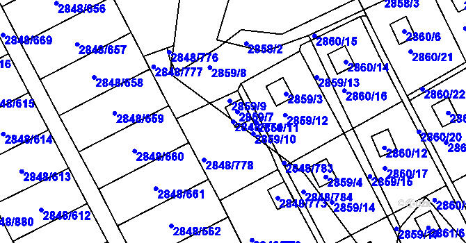 Parcela st. 2848/774 v KÚ Záběhlice, Katastrální mapa