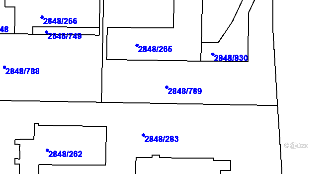 Parcela st. 2848/789 v KÚ Záběhlice, Katastrální mapa
