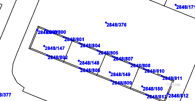 Parcela st. 2848/805 v KÚ Záběhlice, Katastrální mapa