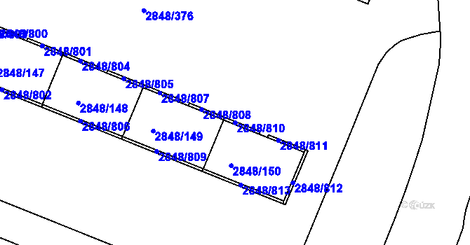 Parcela st. 2848/810 v KÚ Záběhlice, Katastrální mapa