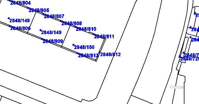 Parcela st. 2848/812 v KÚ Záběhlice, Katastrální mapa