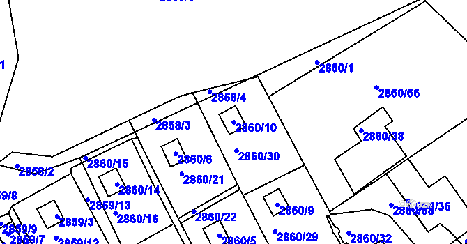 Parcela st. 2860/10 v KÚ Záběhlice, Katastrální mapa