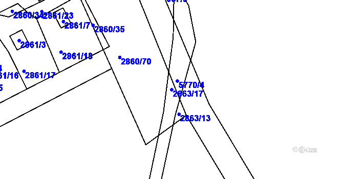 Parcela st. 2863/17 v KÚ Záběhlice, Katastrální mapa