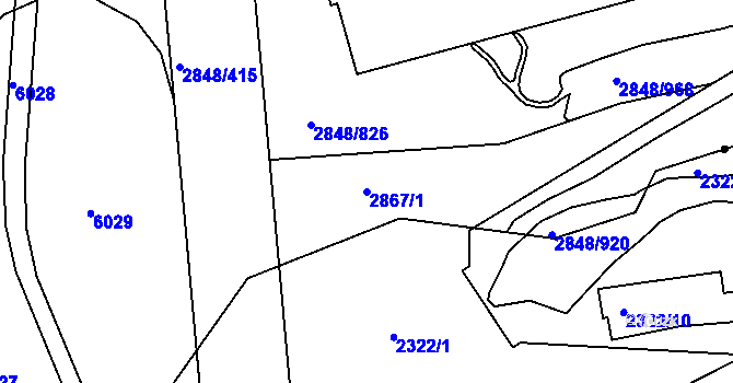 Parcela st. 2867/1 v KÚ Záběhlice, Katastrální mapa