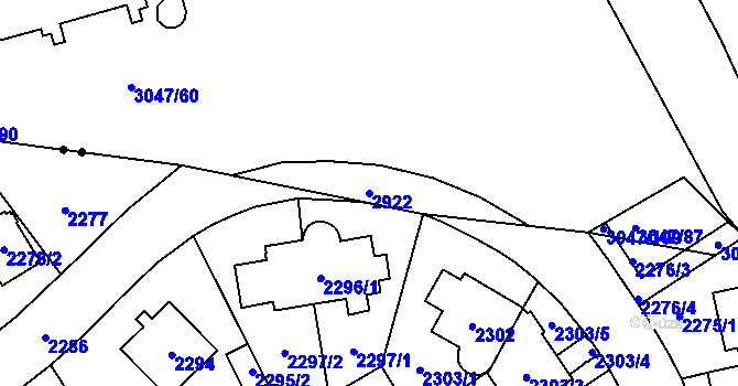 Parcela st. 2922 v KÚ Záběhlice, Katastrální mapa