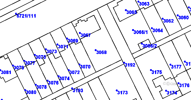 Parcela st. 3068 v KÚ Záběhlice, Katastrální mapa