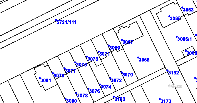 Parcela st. 3071 v KÚ Záběhlice, Katastrální mapa