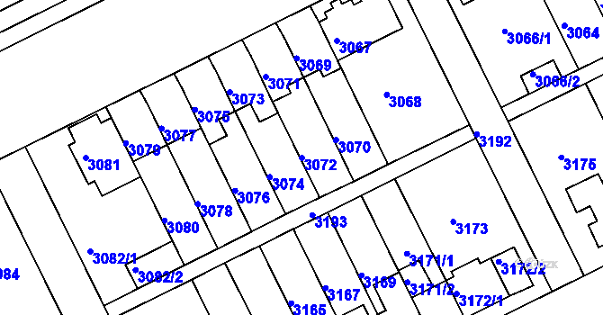 Parcela st. 3072 v KÚ Záběhlice, Katastrální mapa