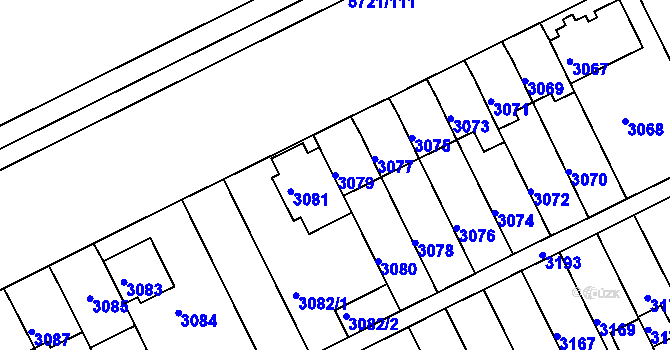 Parcela st. 3079 v KÚ Záběhlice, Katastrální mapa