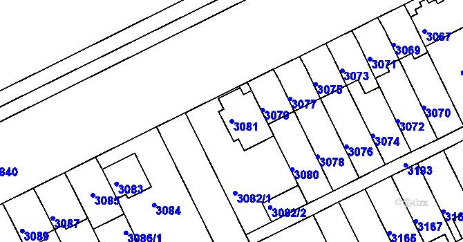 Parcela st. 3081 v KÚ Záběhlice, Katastrální mapa
