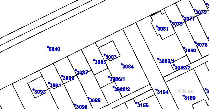 Parcela st. 3083 v KÚ Záběhlice, Katastrální mapa