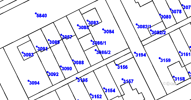 Parcela st. 3086/2 v KÚ Záběhlice, Katastrální mapa
