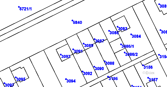 Parcela st. 3089 v KÚ Záběhlice, Katastrální mapa
