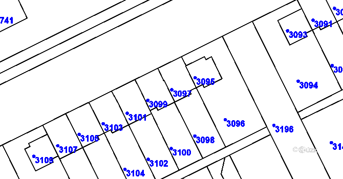 Parcela st. 3097 v KÚ Záběhlice, Katastrální mapa