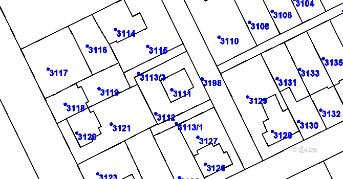 Parcela st. 3111 v KÚ Záběhlice, Katastrální mapa