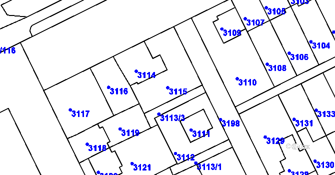Parcela st. 3115 v KÚ Záběhlice, Katastrální mapa