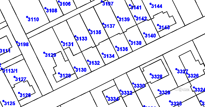 Parcela st. 3134 v KÚ Záběhlice, Katastrální mapa